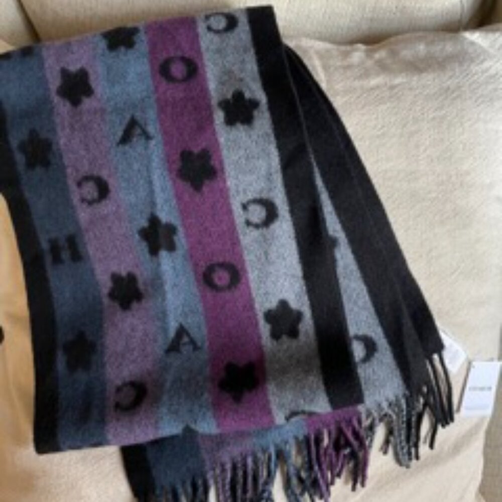 NWT Coach Stars Striped Print Muffler